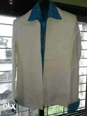 Men's White And Blue Formal designer Suit