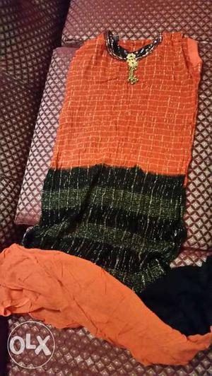 Orange and black new salwar for 9 year olds