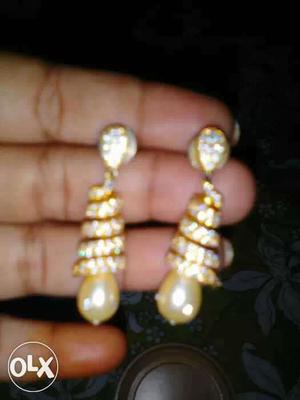 Pair Of Gold And Diamond Drop Earrings