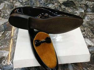 Pair Of Patent Black Leather Dress Shoes With Box