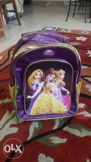 Purple Disney Princess Print trolley school bag