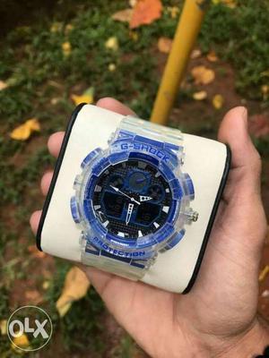 Round Blue And White Casio G-shock Watch