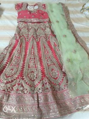 Unused - Gray And Pink Floral Gaghra Choli Traditional Dress