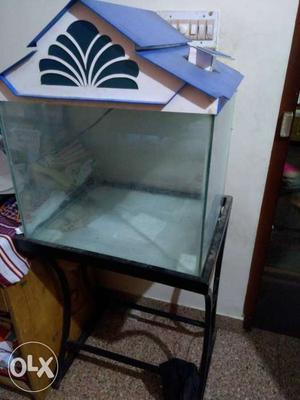 White And Blue Wooden Base Fish Tank