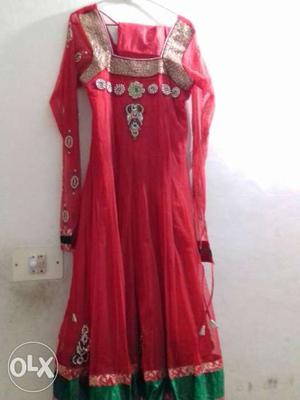Women's Red And Green Traditional Dress