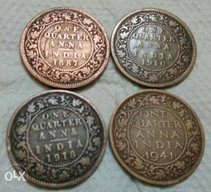 130 Years Old Set of 4 Different British India