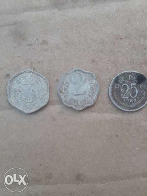 3, 2, And 25 Indian Paise