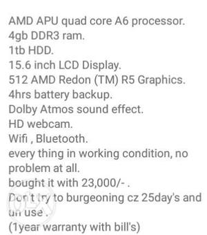 AMP APU Quad Core A6 Processor