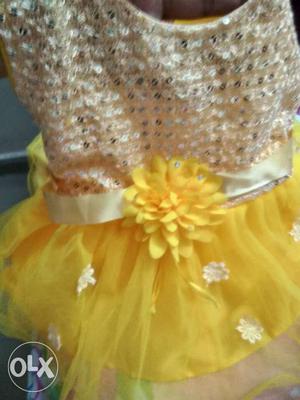 Beige And Yellow Sleeveless Dress
