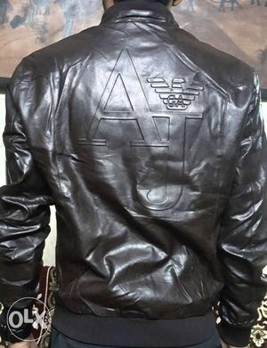 Black Armani Jeans Leather Jacket