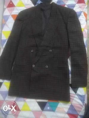 Black Notched Lapel Double-breasted Suit Jacket
