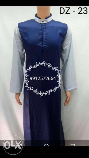 Blue And Grey Long-sleeve kandura