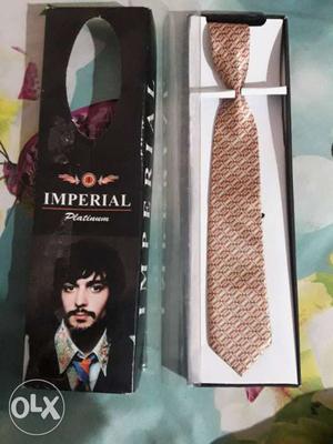 Brown Imperial Necktie With Box