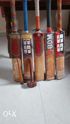 Cricket bat 5 nos and ball 8 nos three