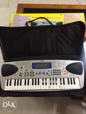 Gray Electric Keyboard With Black Bag