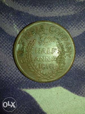  Indian Half Anna Coin \