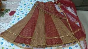 Lehenga with Saari...Maroon nd golden colour