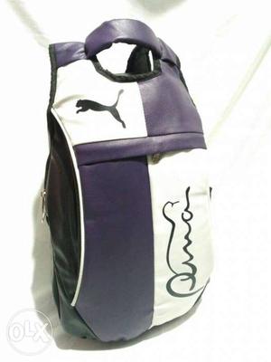 Purple And White Puma Leather Backpack