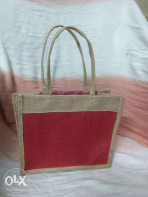 Red And Grey Tote Bag