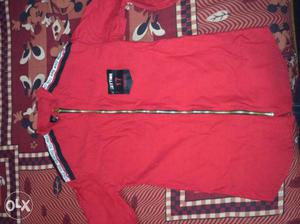 Red Color Zipper Jacket Stretcheble Superb Party
