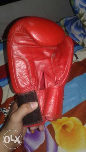 Red Leather Training Gloves