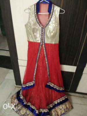 Red anarkali suit one year old