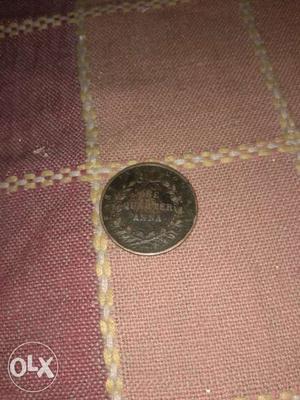 Round Indian Anna Copper Coin