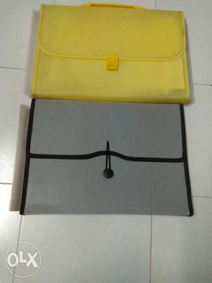 Two Yellow And Grey Envelope Handbags