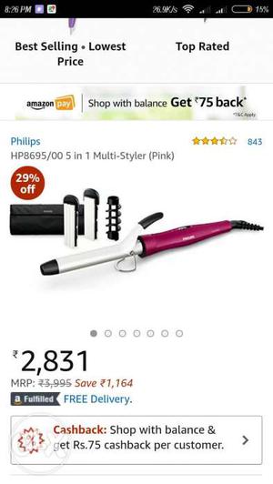 White And Purple Philips HP-in-1 Multi-styler