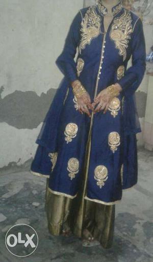 Women's Blue And Gold traditional Dress