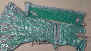 Women's Green Lehenga Laacha ghagra for sale rs .