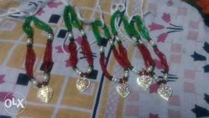 Women's Red And Green Beaded Accessories