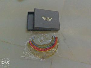 Yellow And Multicolored Necklace With Box