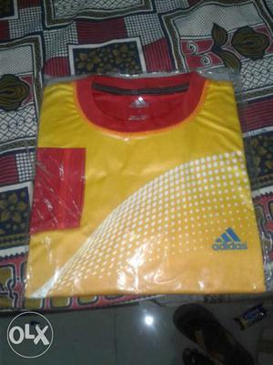 Yellow And Red Adidas Crew-neck T-shirt