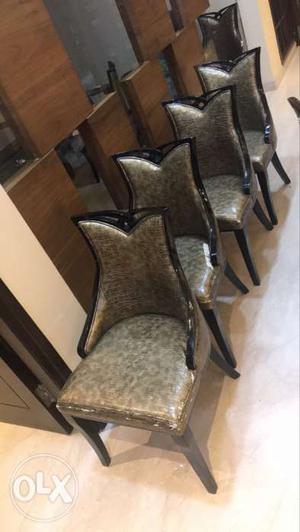 8 pc Imported Black Wooden Chairs