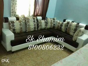 Black And White SK SHamin Sectional Sofa