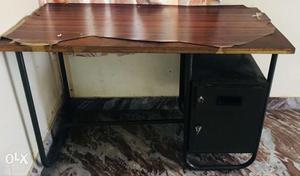 Brown And Black Wooden Desk With 2-drawers