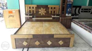 Brown Wooden Bed free home delivery price fix
