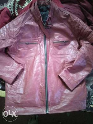 Cherry colour pure leather jacket XL size anyone