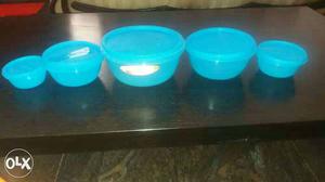 Five Blue Plastic Bowls good condition completely new