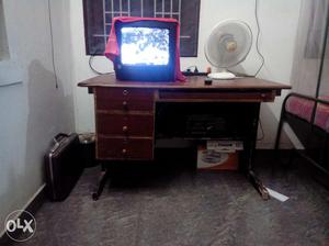 Heavy wood computer table / tv showcase with