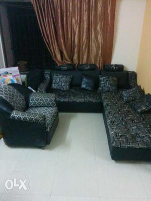 L Shape sofa set with single sofa