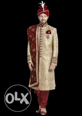 Men's Red And Beige Traditional Dress