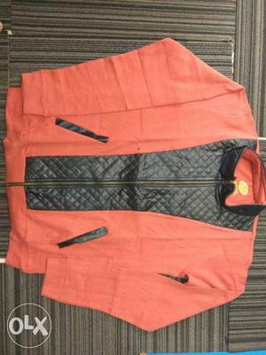 Orange And Black Zip-up Jacket