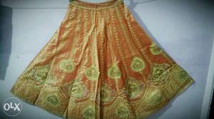 Orange And Brown Floral Skirt