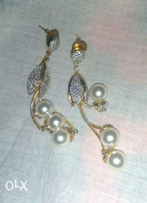 Pair Of Silver And Gold Pearl Earrings