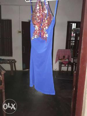 Party wear dark blue short dress.. imported one..