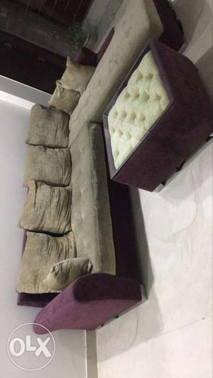 Purple And Creamy Fabric Sofa
