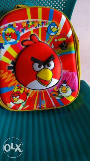 Red And Yellow Angry Bird Backpack