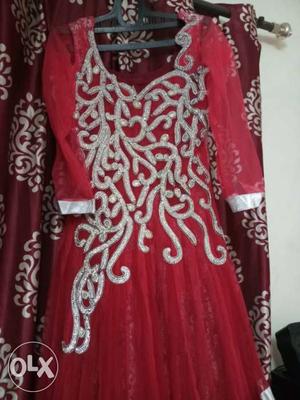 Red heavy gown with dupatta